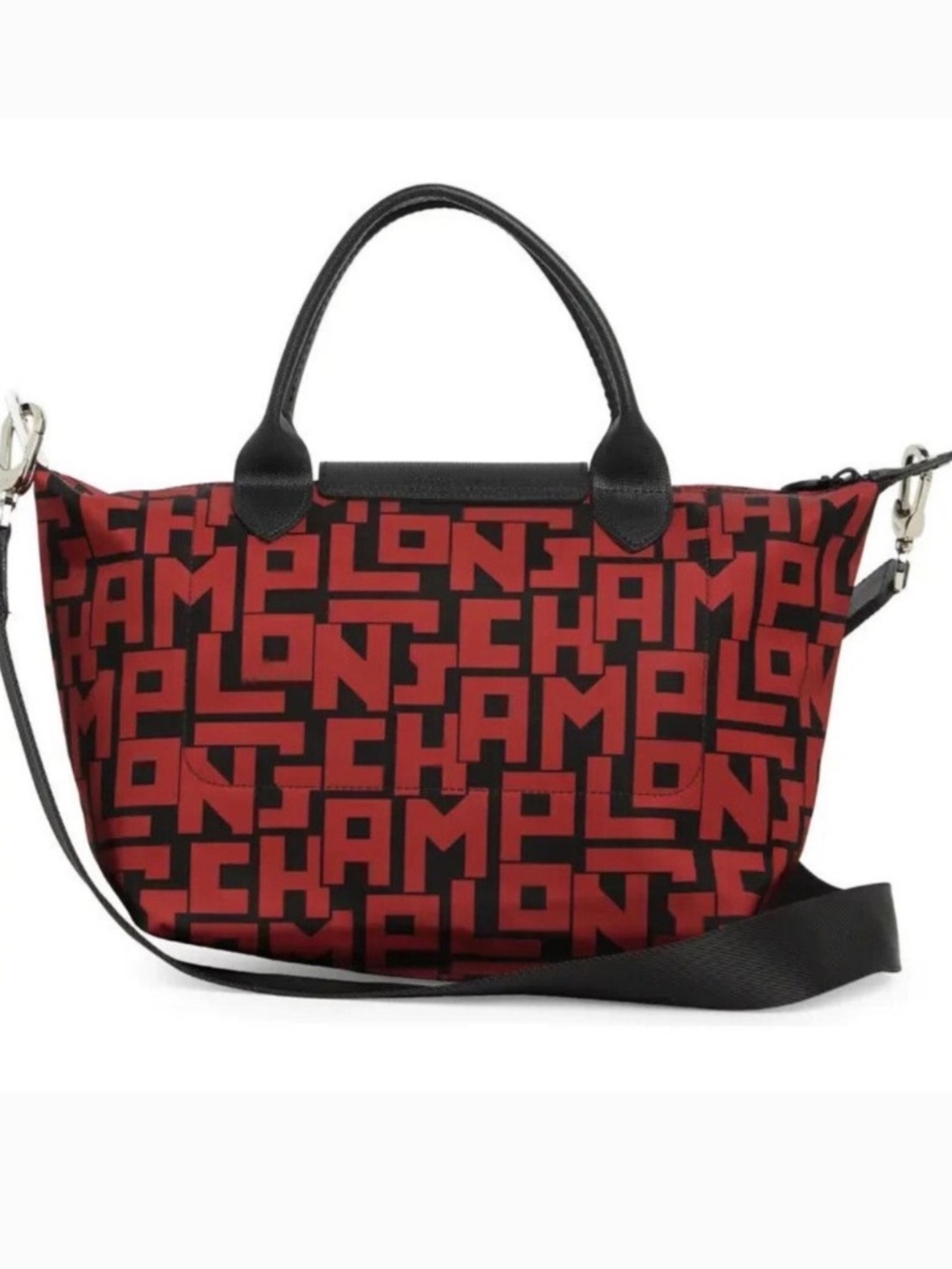 Longchamp Le Pilage Red & Black Logo Travel Bag - Picture 2 of 8